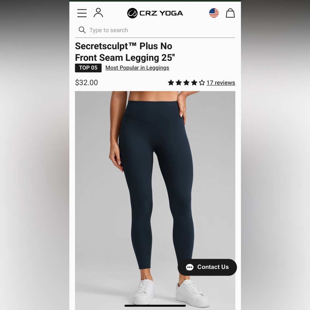 CRZ YOGA Secretsculpt Plus No Front Seam Legging - black